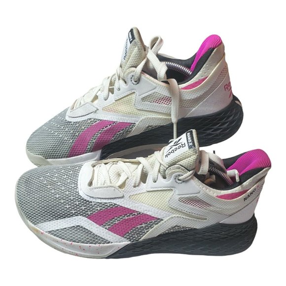 Reebok Cross Fit Nano 9.5 White & Pink &Grey Training Wide Toe Box - Picture 2 of 9